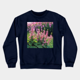 Closeup of Lovely Pink Alpine Flowers Crewneck Sweatshirt